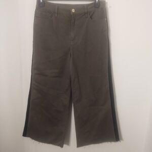 Frame Green  Wide-Leg Pants with Black Side Stripes Size  32 Inseam 25